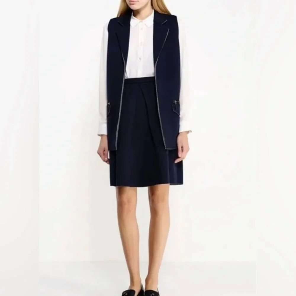 Aurora Firenze Italy One Size Women's Vest Coat Jacket Blue Navy Sleeveless